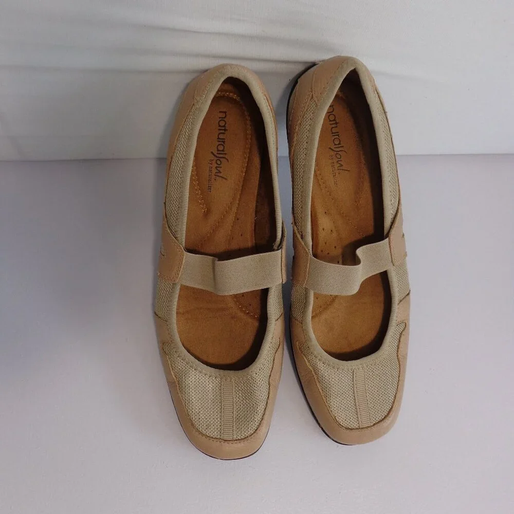 Natural Soul by Naturalizer‎ Women's Mary Jane Shoes Beige Leather Flats Sz 9.5M